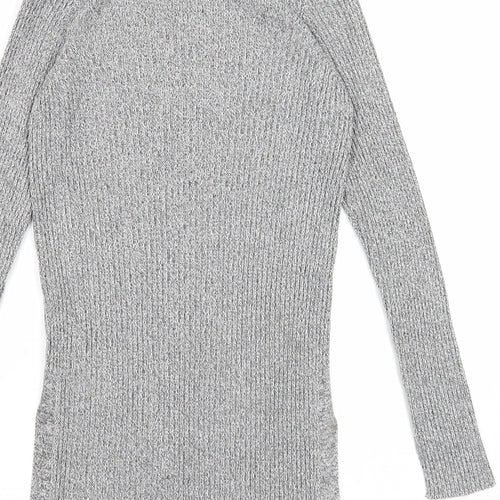 Topshop Womens Grey Round Neck Viscose Pullover Jumper Size 8