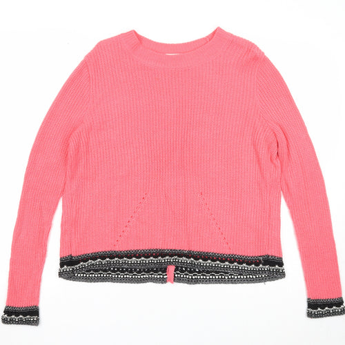 TU Womens Pink Round Neck Acrylic Pullover Jumper Size 14