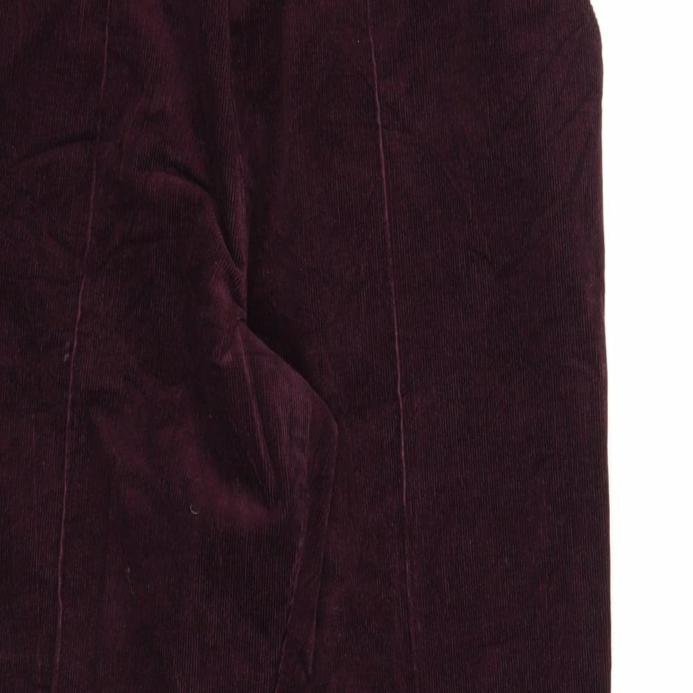 Marks and Spencer Womens Purple Cotton Trousers Size 10 Regular Zip