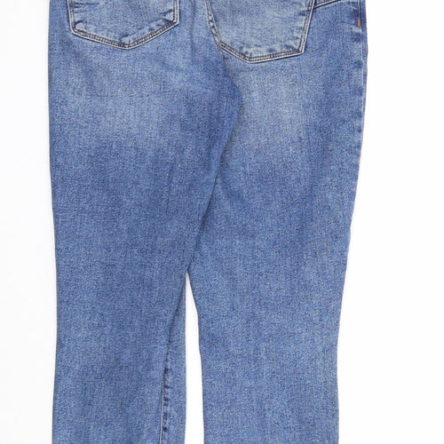 New Look Womens Blue Cotton Straight Jeans Size 12 Regular Zip