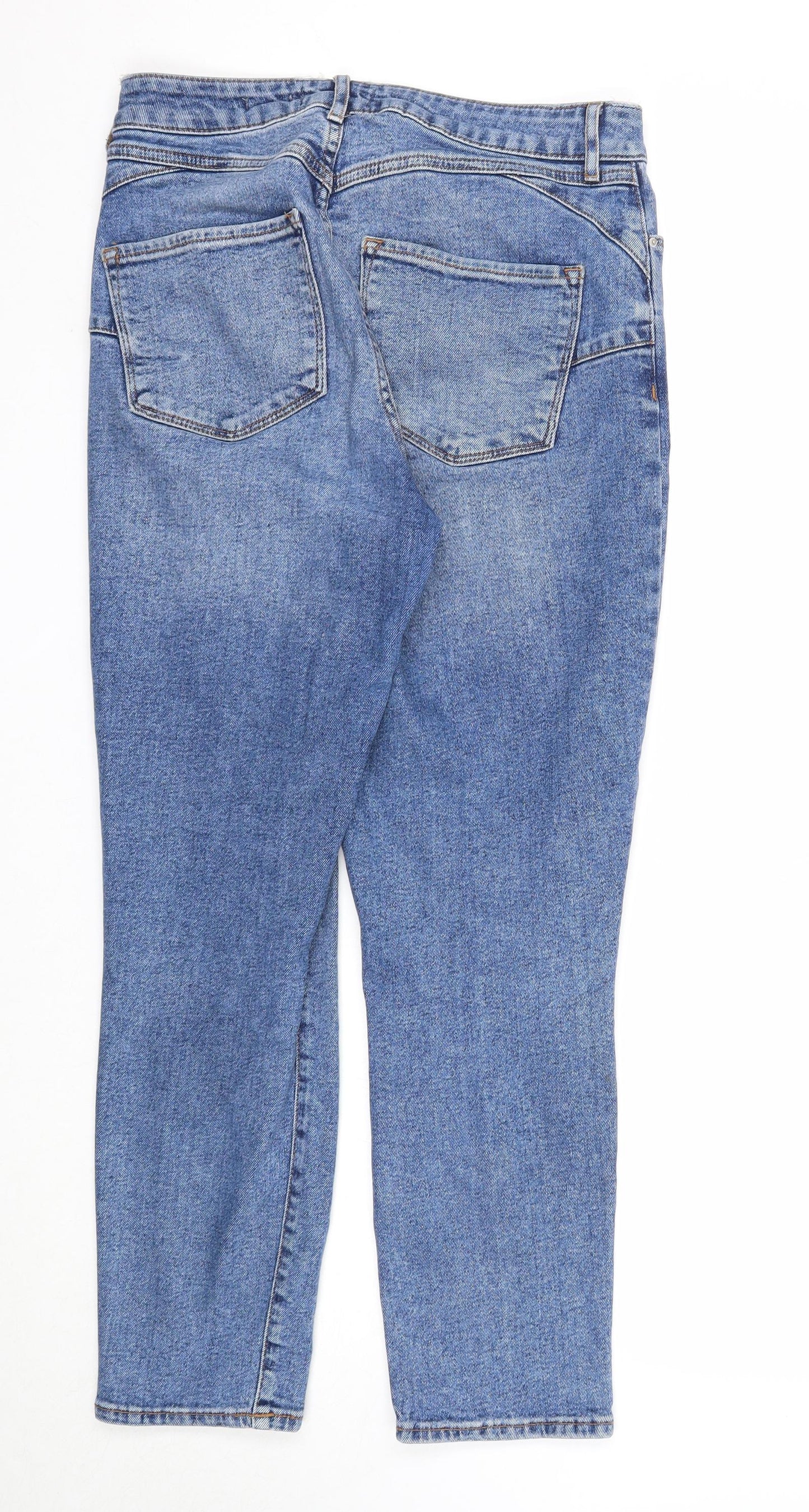 New Look Womens Blue Cotton Straight Jeans Size 12 Regular Zip