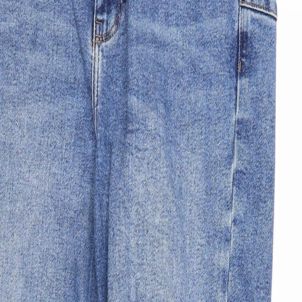 New Look Womens Blue Cotton Straight Jeans Size 12 Regular Zip