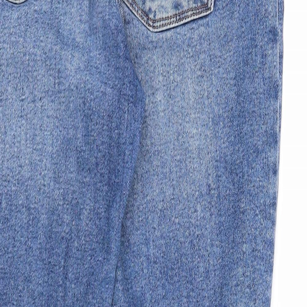 New Look Womens Blue Cotton Straight Jeans Size 12 Regular Zip