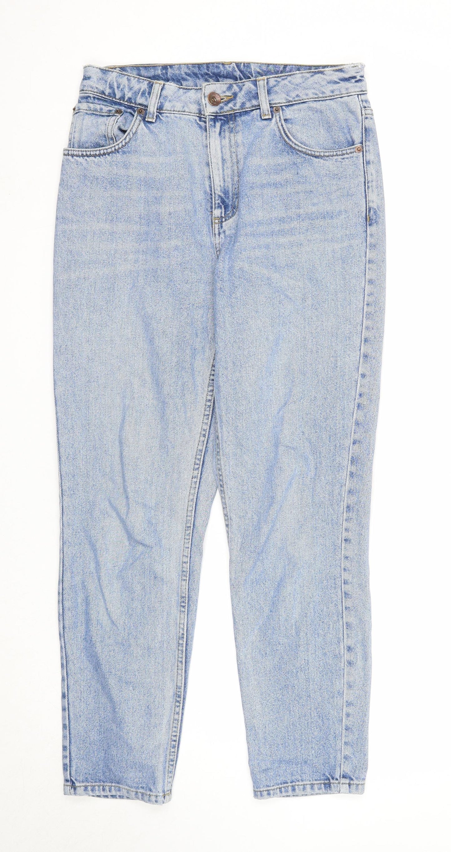 Topshop Womens Blue Cotton Straight Jeans Size 28 in L30 in Regular Zip