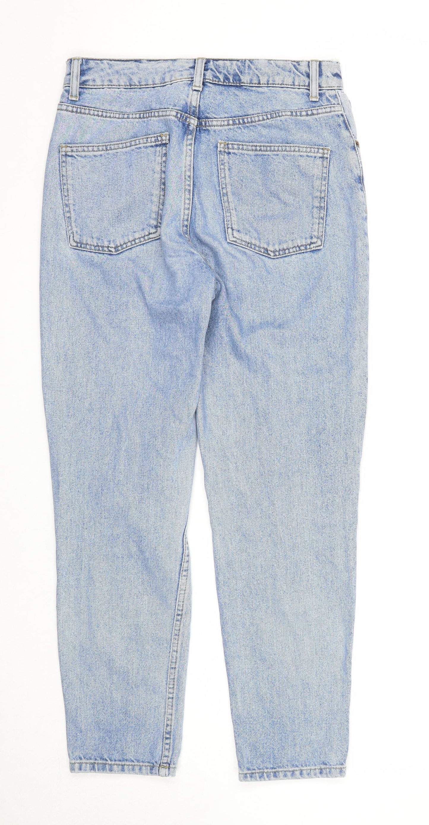 Topshop Womens Blue Cotton Straight Jeans Size 28 in L30 in Regular Zip