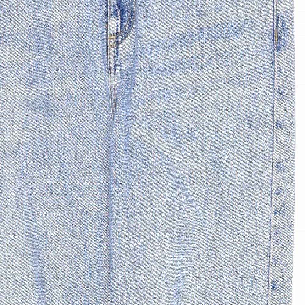 Topshop Womens Blue Cotton Straight Jeans Size 28 in L30 in Regular Zip