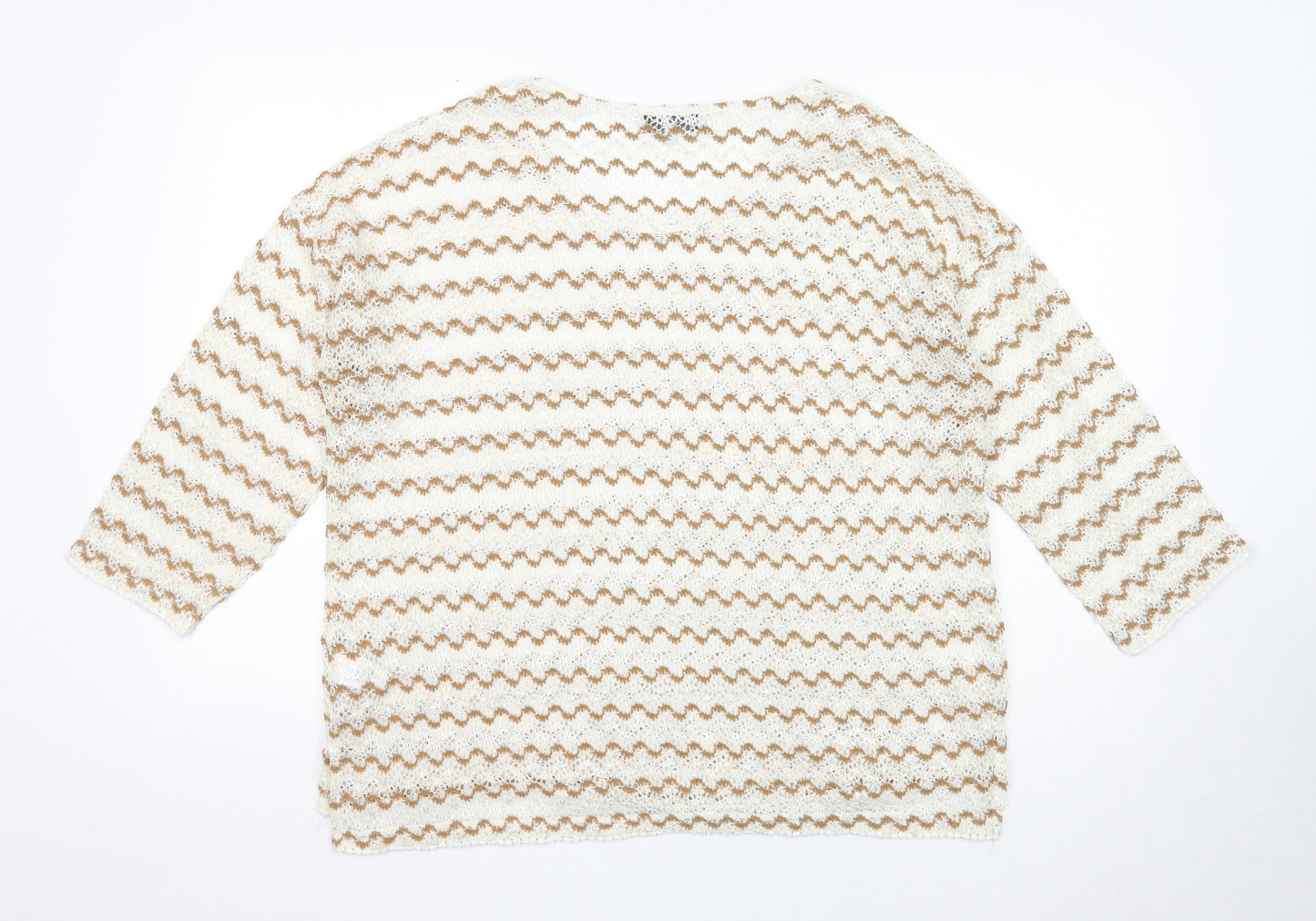 NEXT Womens White Round Neck Geometric Polyester Pullover Jumper Size 18