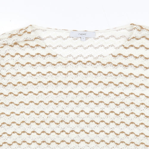 NEXT Womens White Round Neck Geometric Polyester Pullover Jumper Size 18