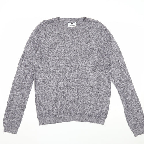 Topman Mens Green Round Neck Cotton Pullover Jumper Size M Long Sleeve