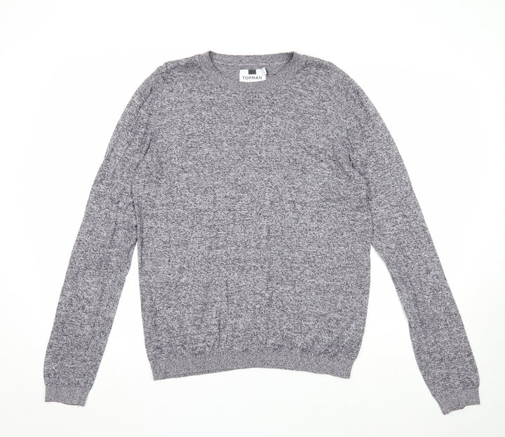 Topman Mens Green Round Neck Cotton Pullover Jumper Size M Long Sleeve