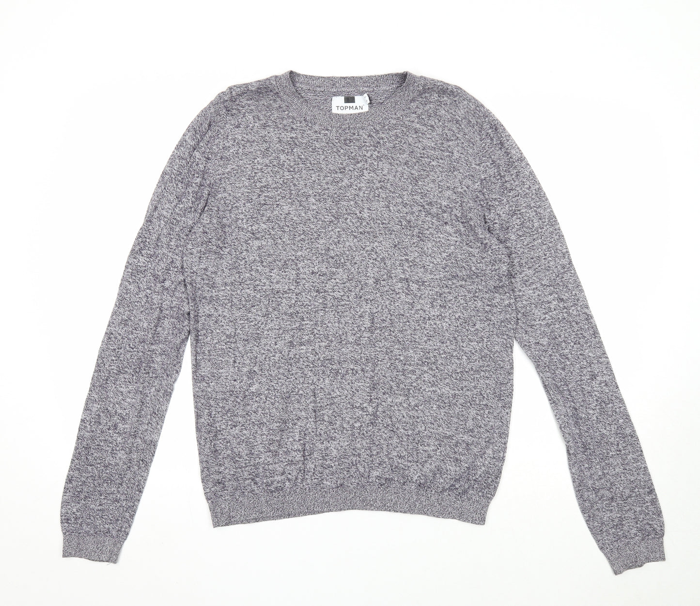 Topman Mens Green Round Neck Cotton Pullover Jumper Size M Long Sleeve