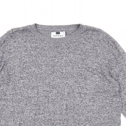 Topman Mens Green Round Neck Cotton Pullover Jumper Size M Long Sleeve