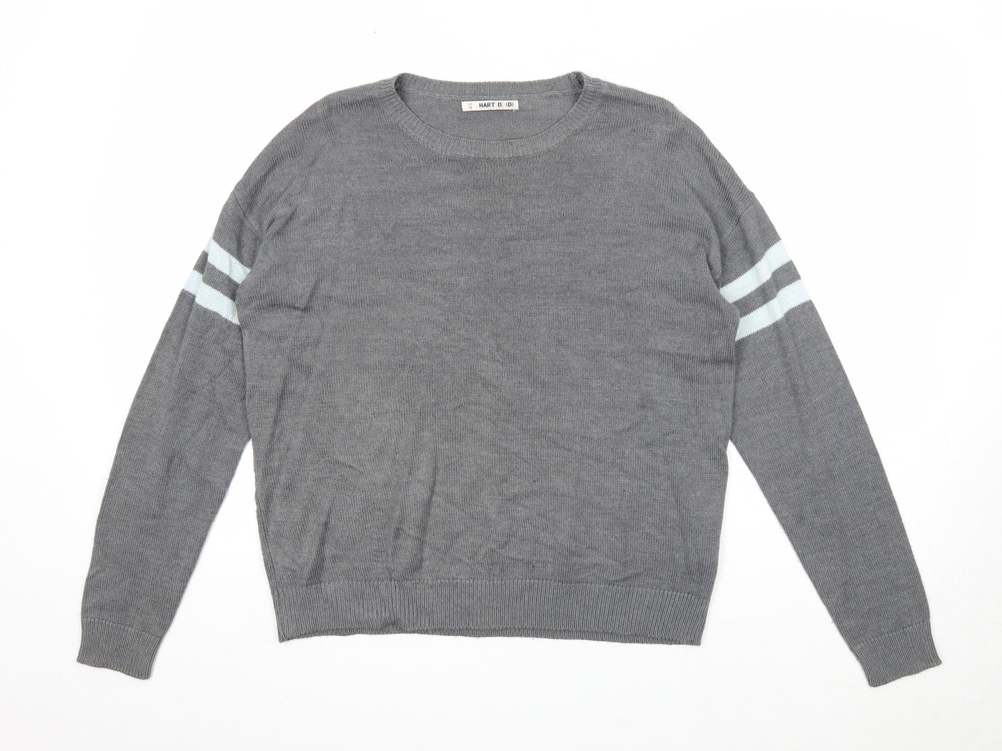 Hart D Womens Grey Round Neck Acrylic Pullover Jumper Size M