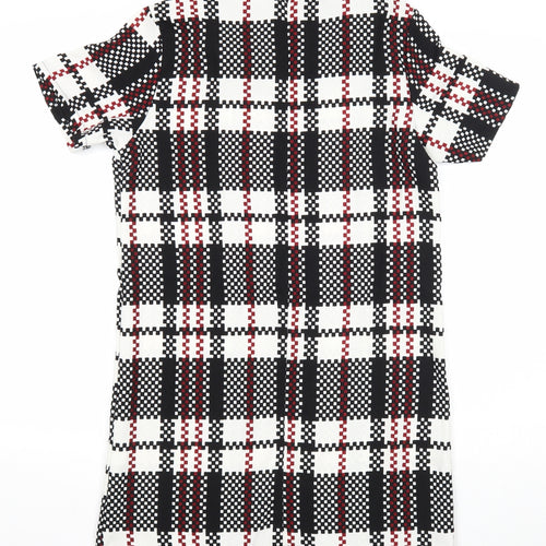 Vera & Lucy Womens Multicoloured Plaid Polyester Shift Size M Scoop Neck Zip