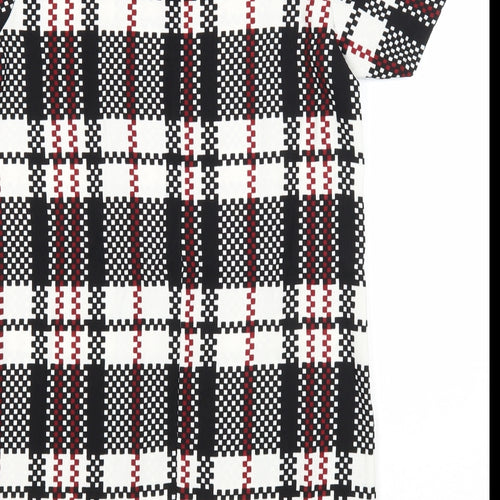 Vera & Lucy Womens Multicoloured Plaid Polyester Shift Size M Scoop Neck Zip