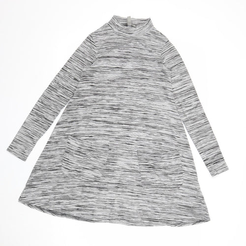 ASOS Womens Grey Viscose Trapeze & Swing Size 8 Mock Neck Pullover