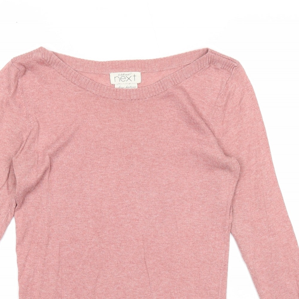 NEXT Womens Pink Boat Neck Cotton Pullover Jumper Size 10