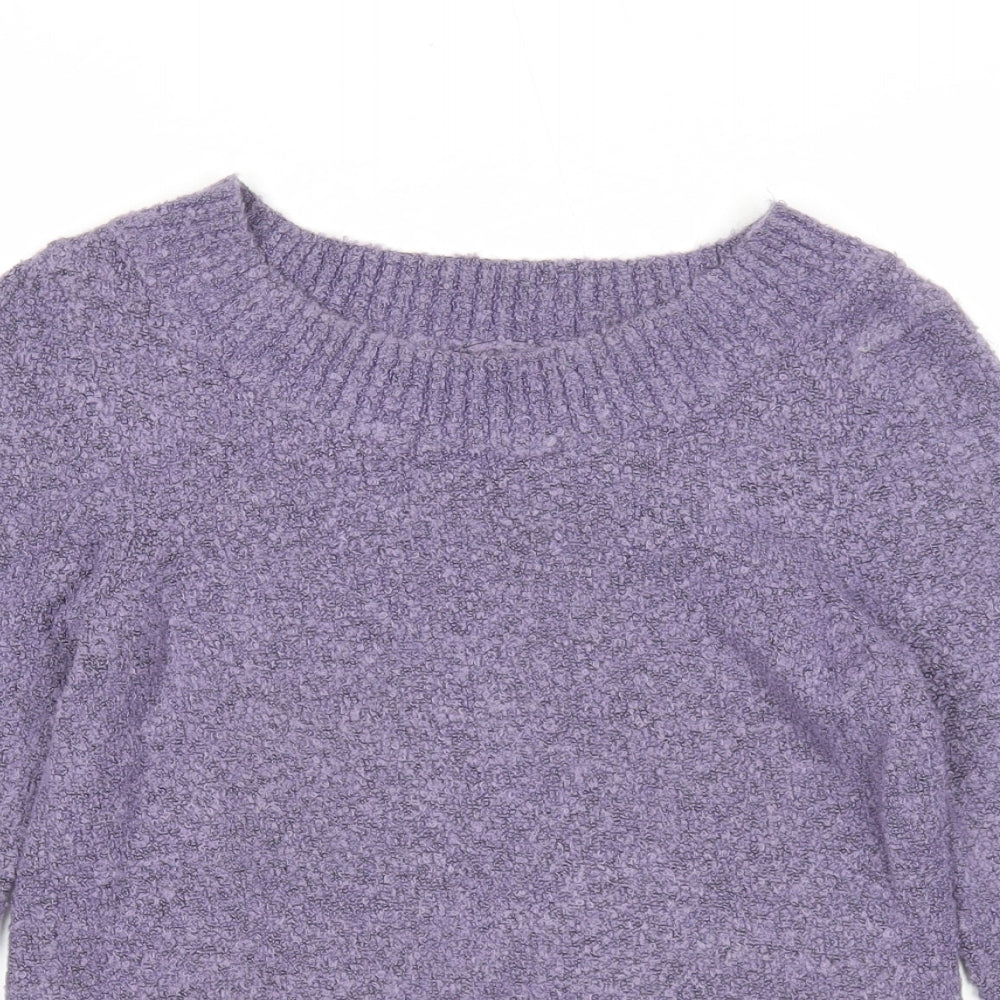 M&Co Womens Purple Round Neck Acrylic Pullover Jumper Size 10