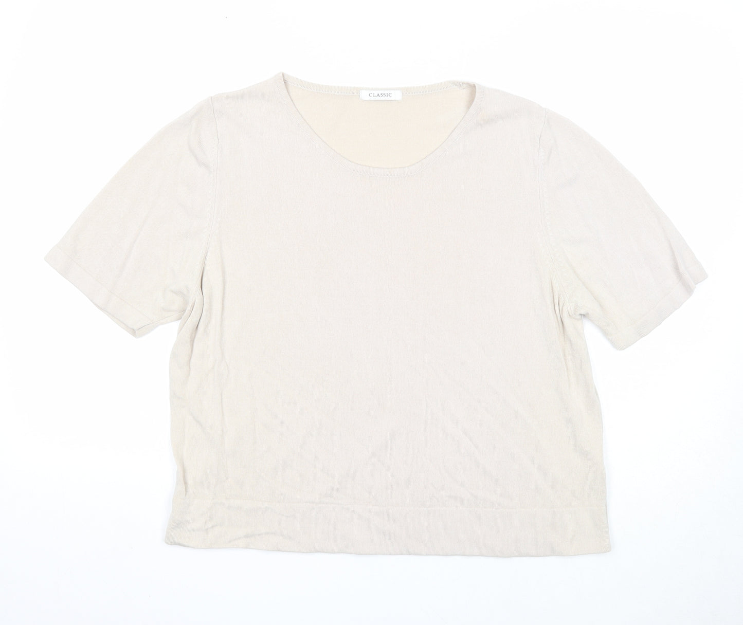 Marks and Spencer Womens Beige Round Neck Acrylic Pullover Jumper Size 20