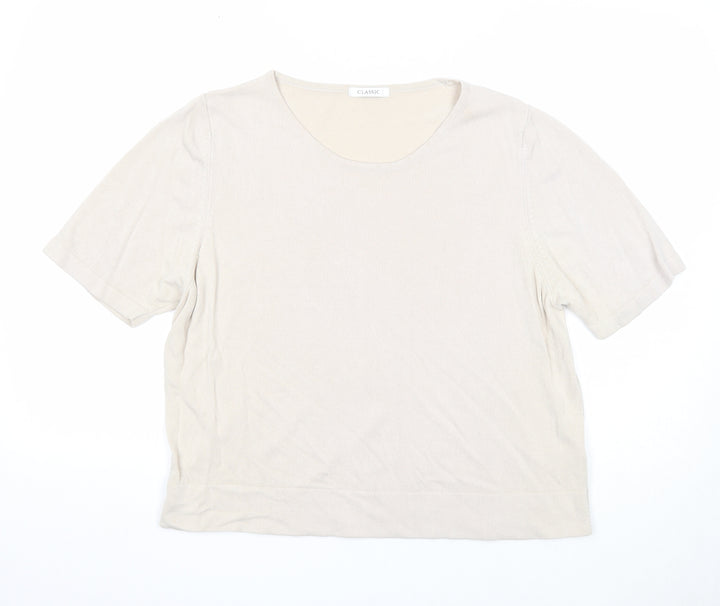Marks and Spencer Womens Beige Round Neck Acrylic Pullover Jumper Size 20