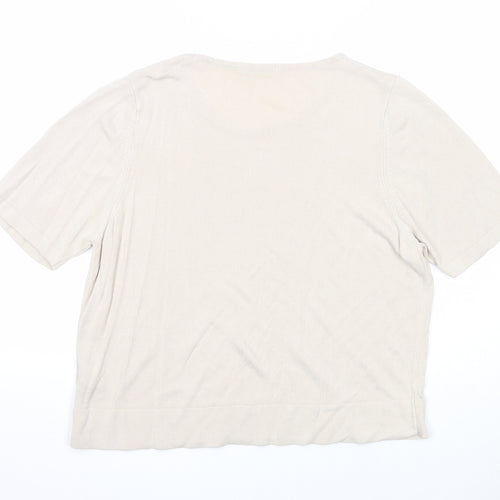 Marks and Spencer Womens Beige Round Neck Acrylic Pullover Jumper Size 20
