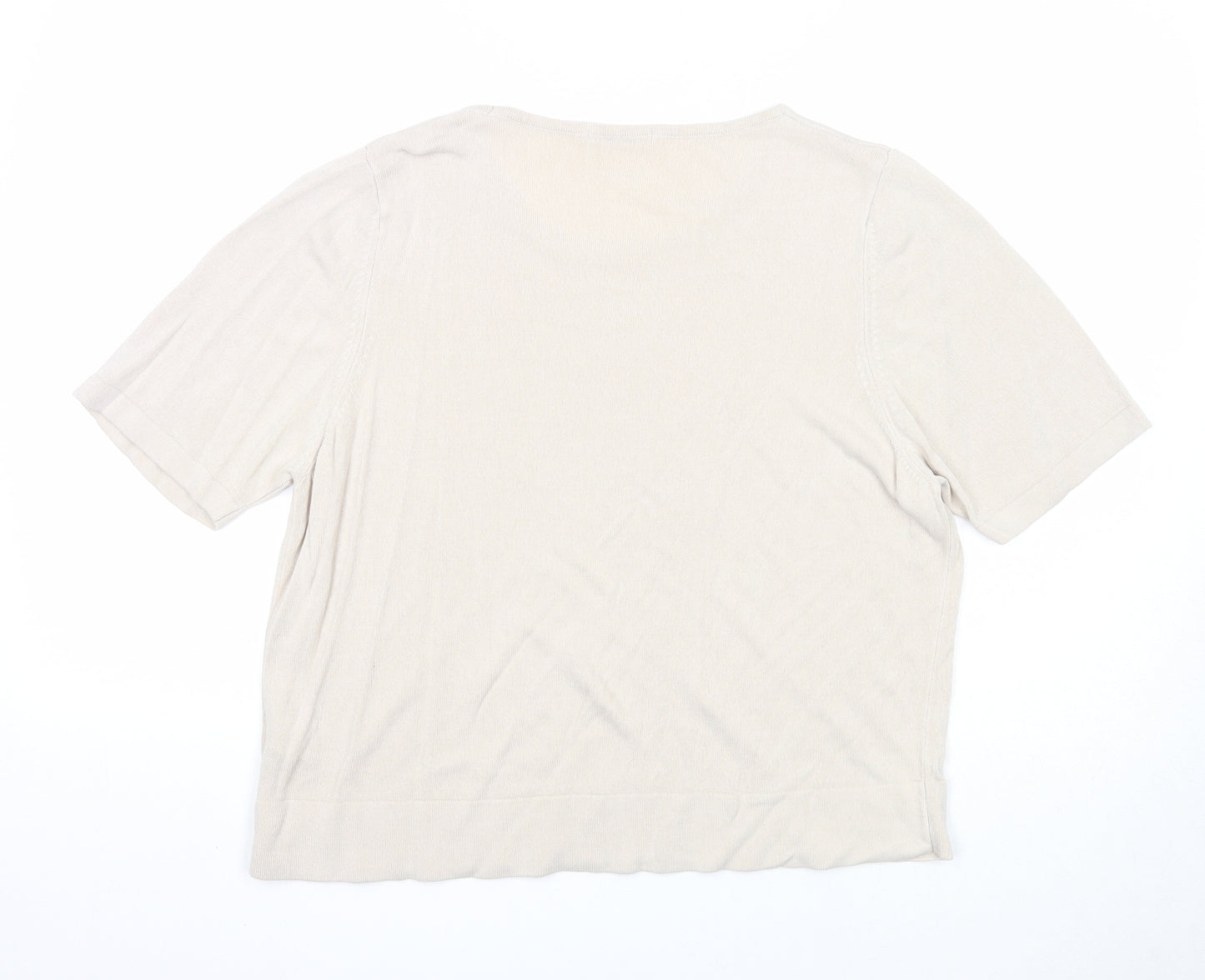 Marks and Spencer Womens Beige Round Neck Acrylic Pullover Jumper Size 20