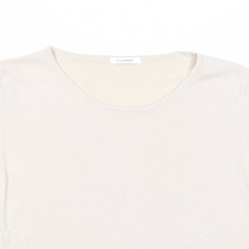 Marks and Spencer Womens Beige Round Neck Acrylic Pullover Jumper Size 20