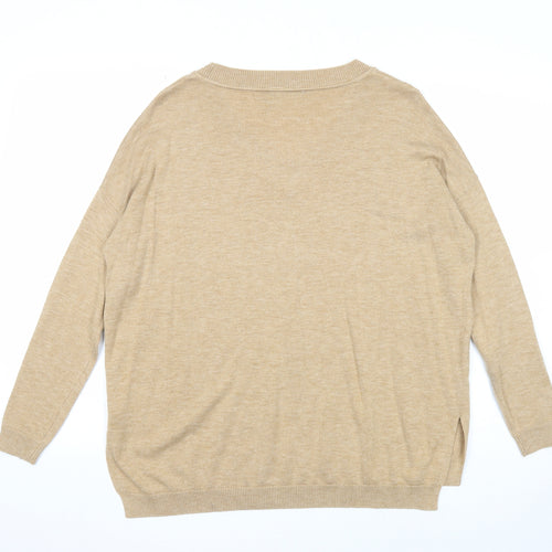 ASOS Womens Beige V-Neck Polyester Pullover Jumper Size 8