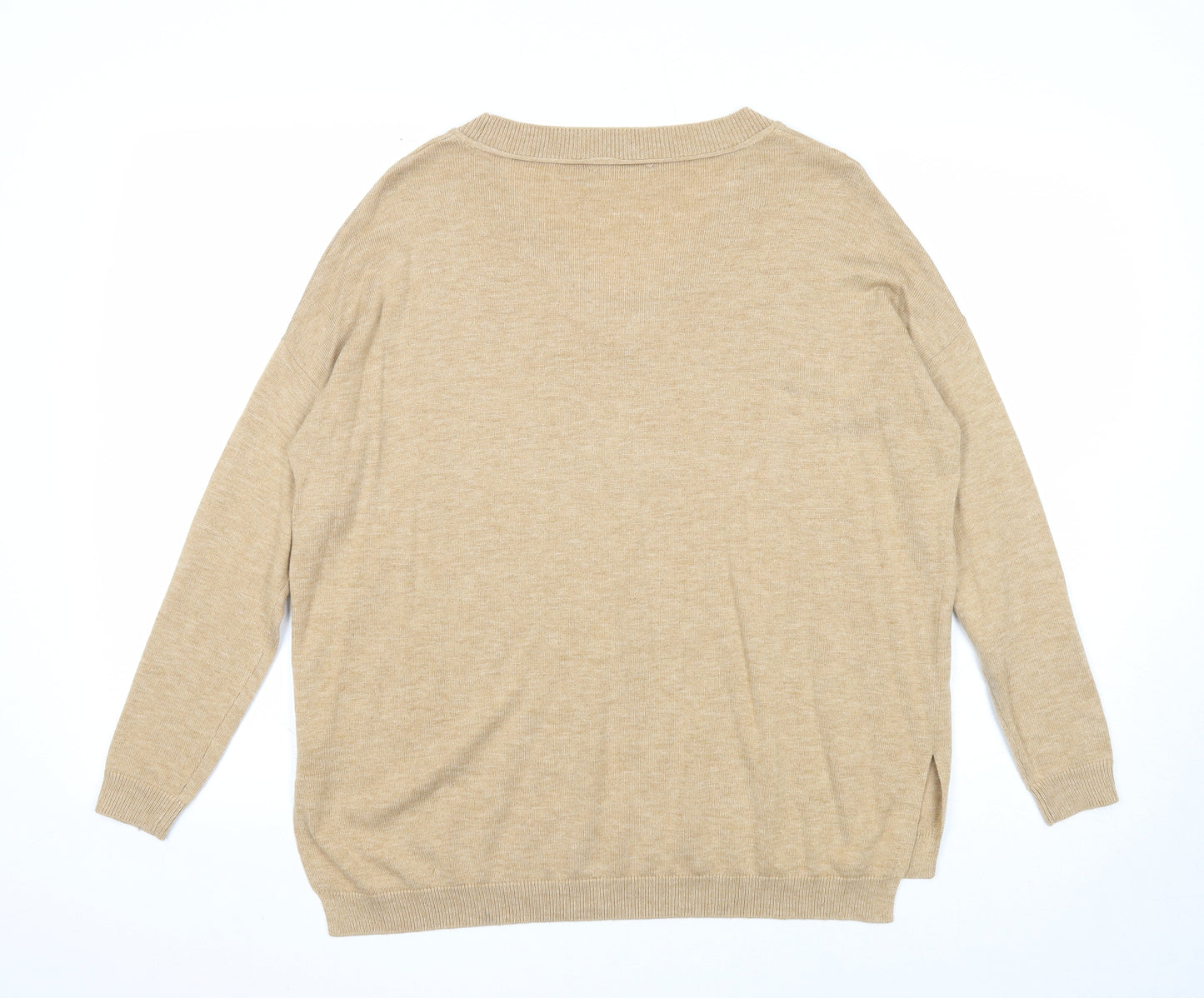 ASOS Womens Beige V-Neck Polyester Pullover Jumper Size 8