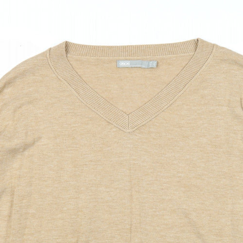 ASOS Womens Beige V-Neck Polyester Pullover Jumper Size 8