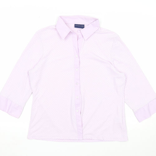 Fashion Extra Womens Purple Striped Polyester Basic Button-Up Size 18 Collared