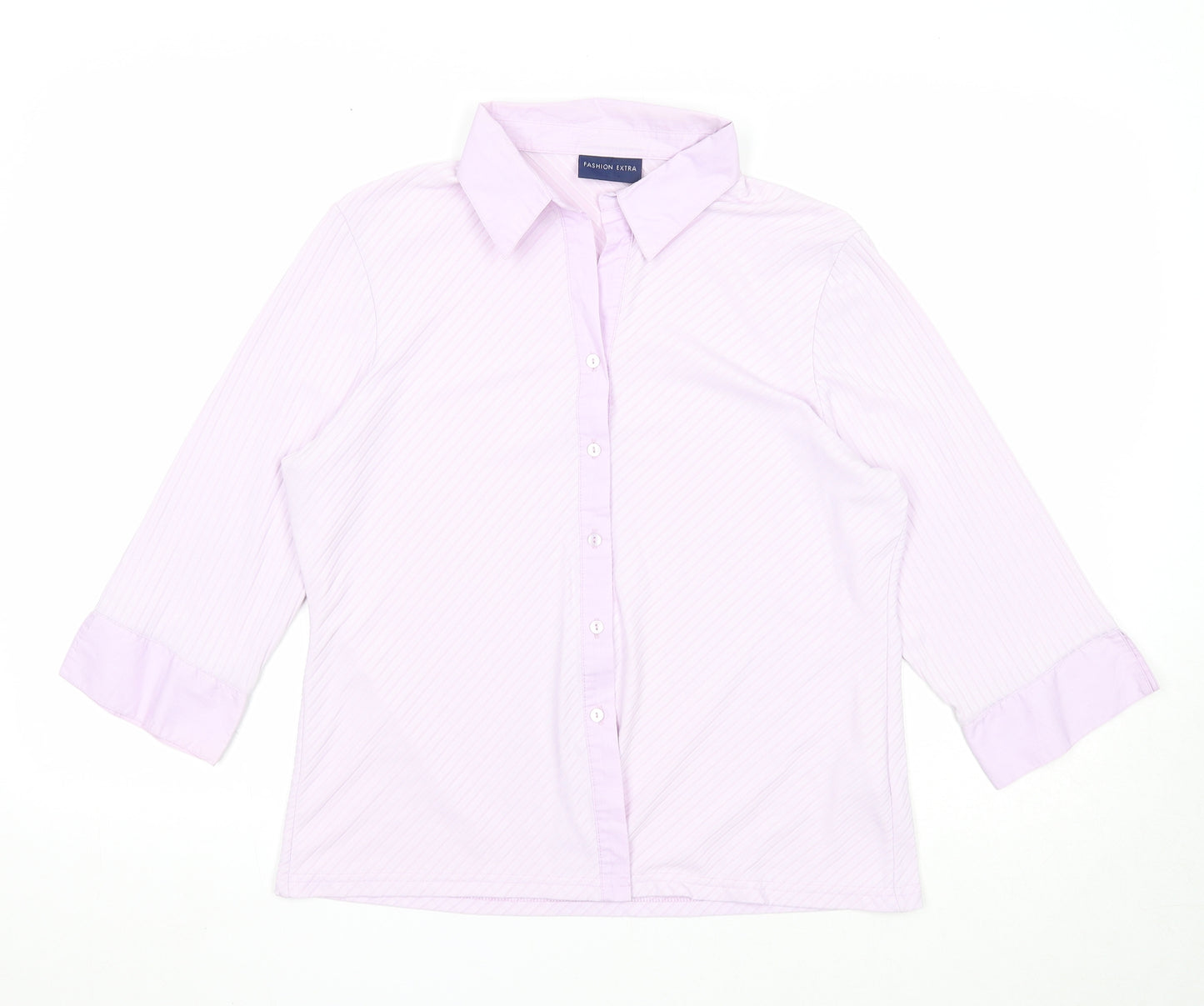Fashion Extra Womens Purple Striped Polyester Basic Button-Up Size 18 Collared