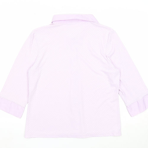 Fashion Extra Womens Purple Striped Polyester Basic Button-Up Size 18 Collared