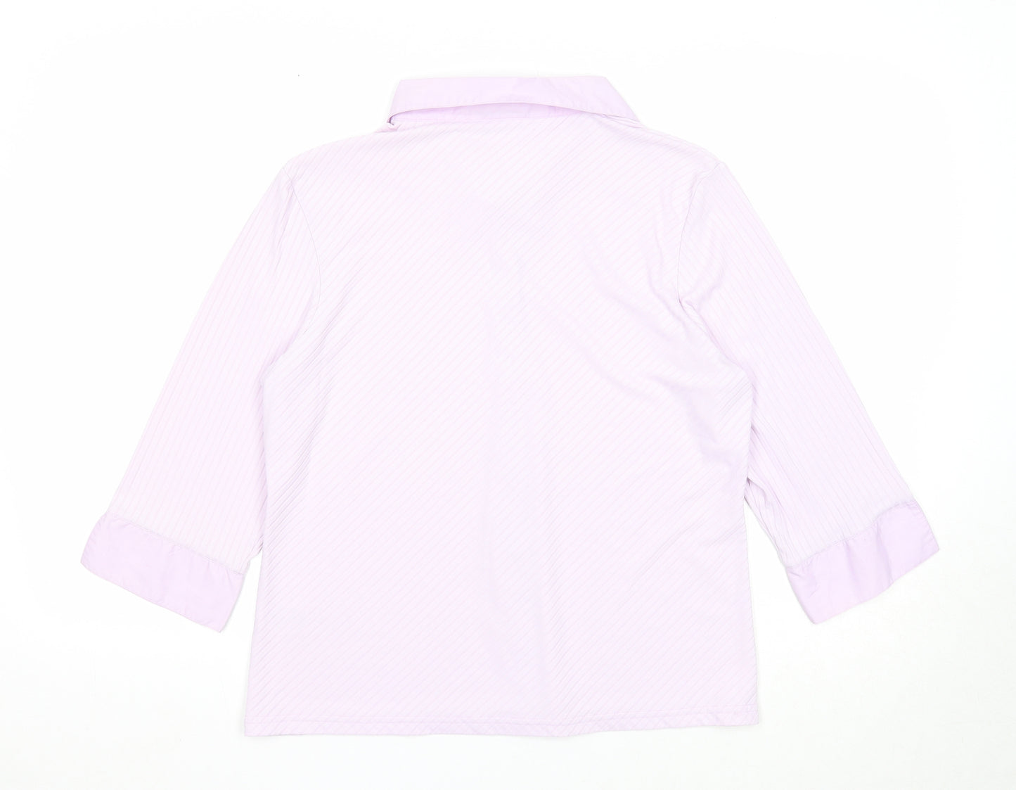 Fashion Extra Womens Purple Striped Polyester Basic Button-Up Size 18 Collared