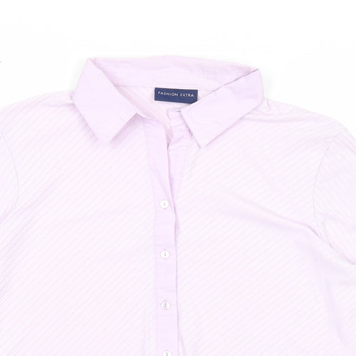 Fashion Extra Womens Purple Striped Polyester Basic Button-Up Size 18 Collared