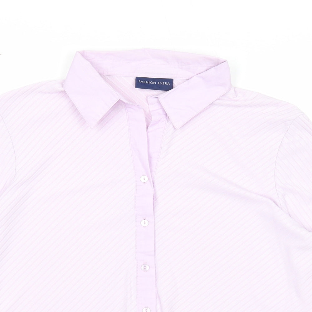Fashion Extra Womens Purple Striped Polyester Basic Button-Up Size 18 Collared