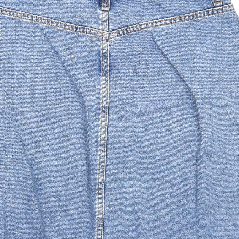 Denim & Co. Womens Blue Cotton Mini Skirt Size 10 Button
