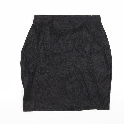 PRETTYLITTLETHING Womens Black Polyester Mini Skirt Size 8
