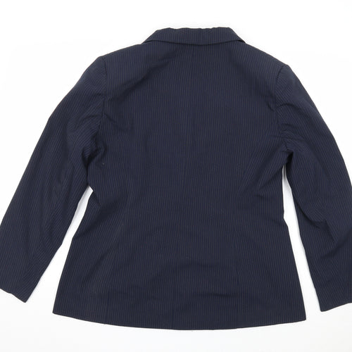 George Womens Blue Striped Jacket Blazer Size 16 Button