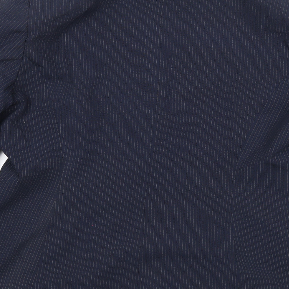 George Womens Blue Striped Jacket Blazer Size 16 Button