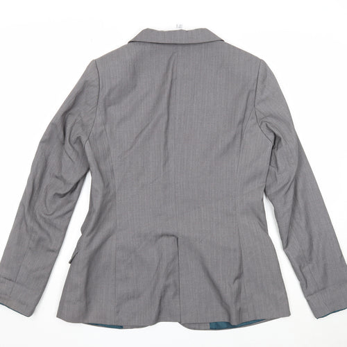 Denim & Co. Womens Grey Jacket Blazer Size 12 Button