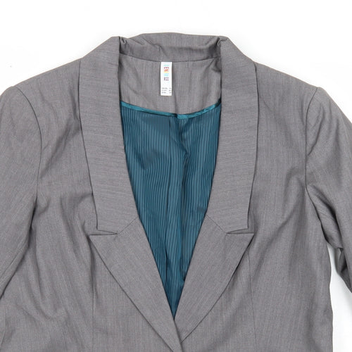 Denim & Co. Womens Grey Jacket Blazer Size 12 Button