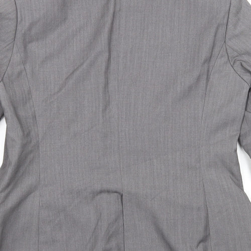 Denim & Co. Womens Grey Jacket Blazer Size 12 Button