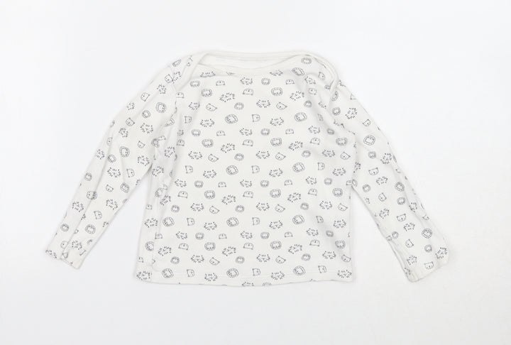 F&F Baby White Geometric Cotton Pullover T-Shirt Size 12-18 Months Boat Neck Pullover - Cute Animals Print
