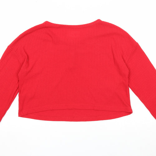Primark Womens Red Round Neck Polyester Pullover Jumper Size 10