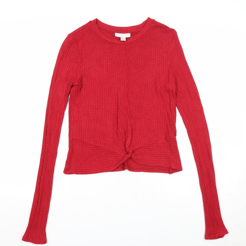 Topshop Womens Red Round Neck Viscose Pullover Jumper Size 10