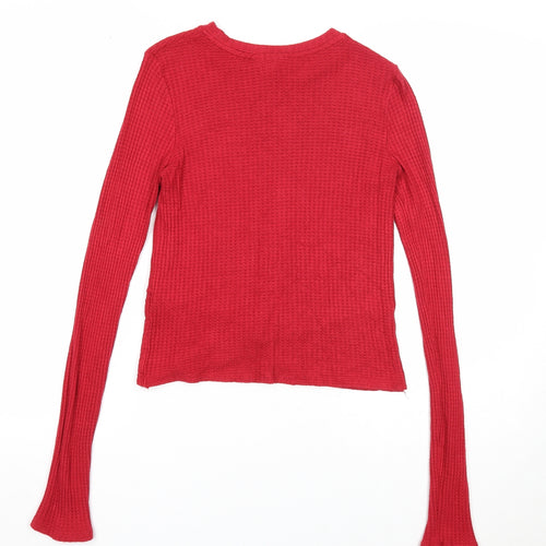 Topshop Womens Red Round Neck Viscose Pullover Jumper Size 10