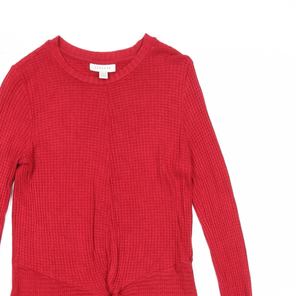 Topshop Womens Red Round Neck Viscose Pullover Jumper Size 10