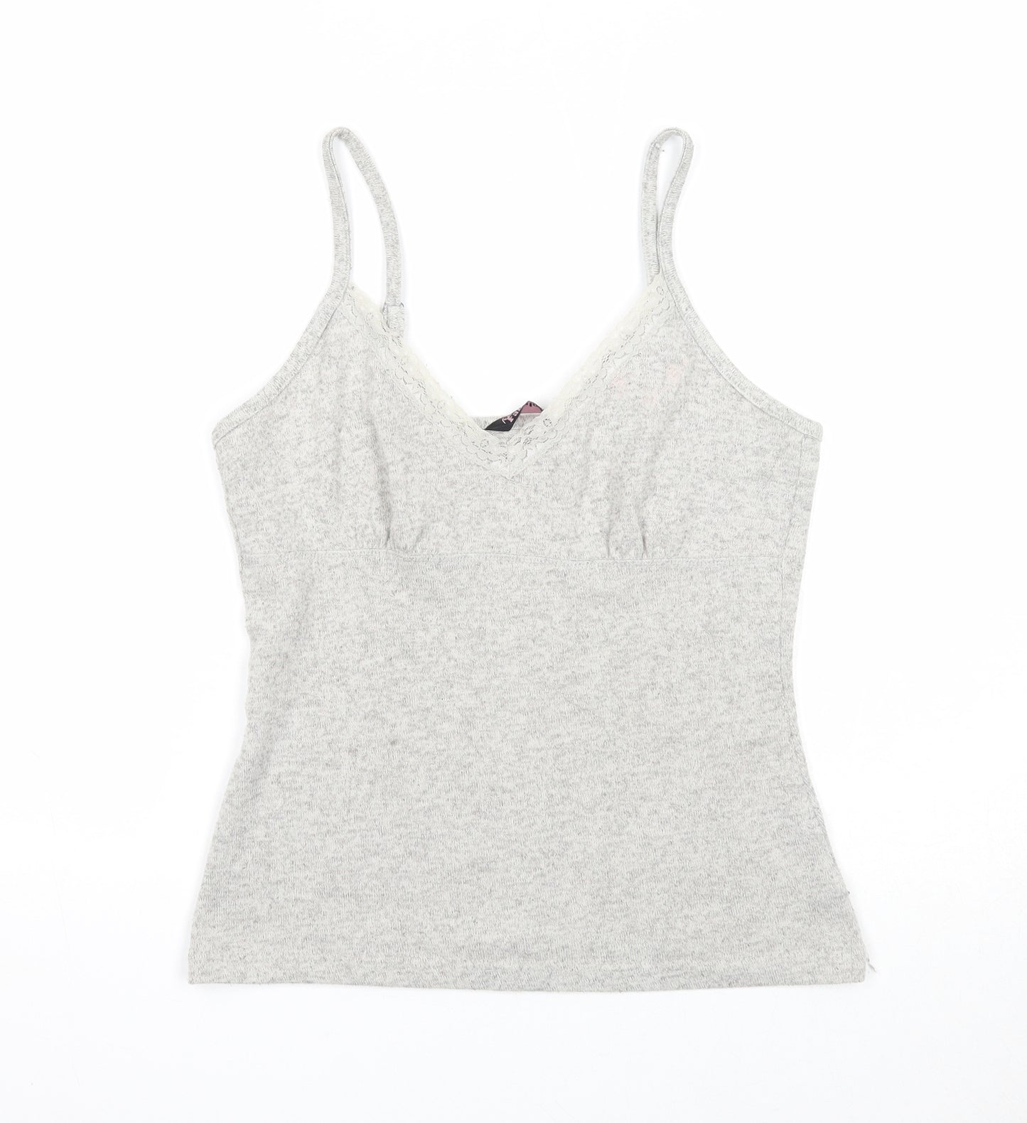 Feel Fabulous Womens Grey Polyester Basic Tank Size 10 V-Neck - Lace Neckline