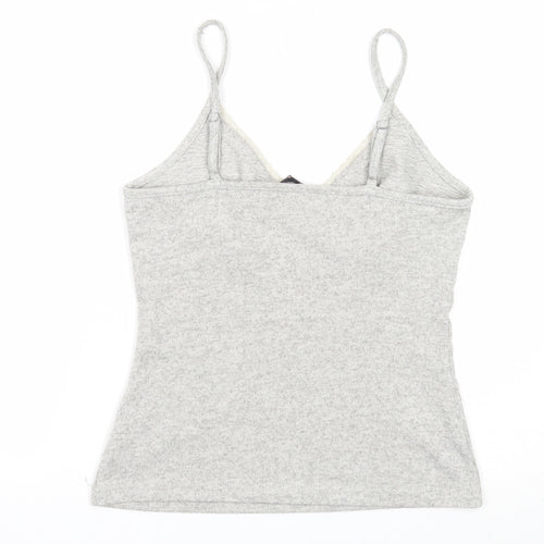 Feel Fabulous Womens Grey Polyester Basic Tank Size 10 V-Neck - Lace Neckline